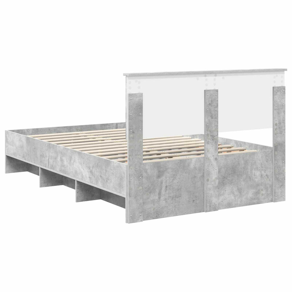 vidaXL Ramka łóżka Betonowy szary 137 x 203 cm Materiał drewnopochodny