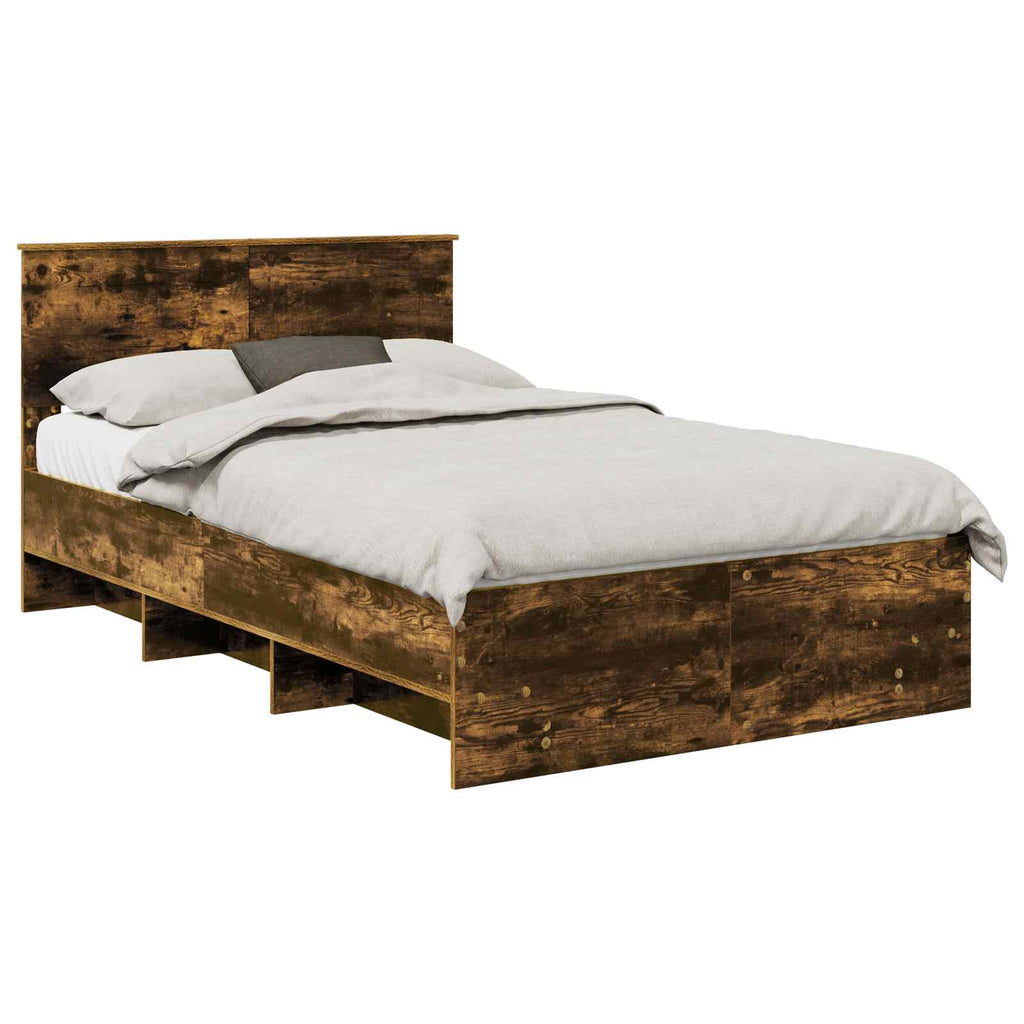 vidaXL Ramka łóżka Dąb wędzony 137 x 203 cm Materiał drewnopochodny