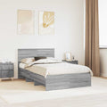 vidaXL Ramka łóżka Szary Sonoma 137 x 203 cm Materiał drewnopochodny