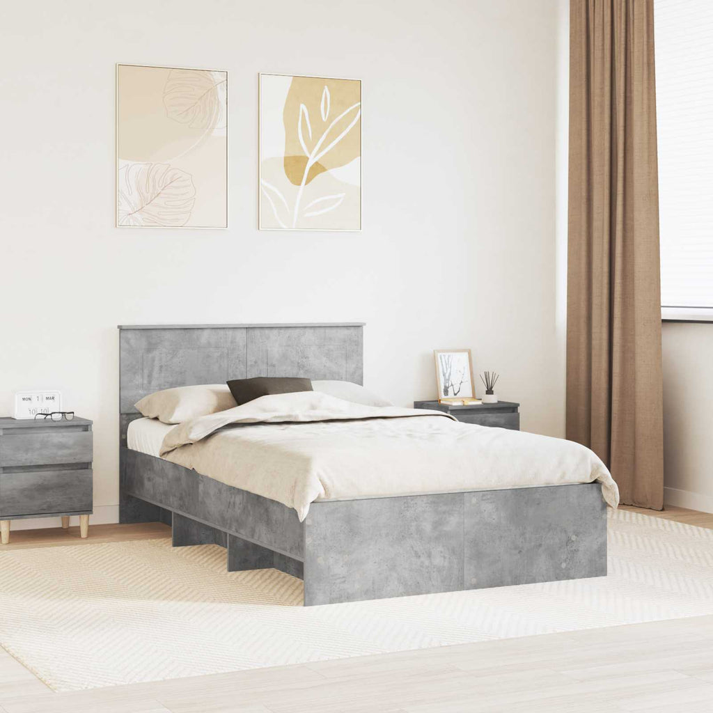 vidaXL Ramka łóżka Betonowy szary 120 x 123 cm Materiał drewnopochodny