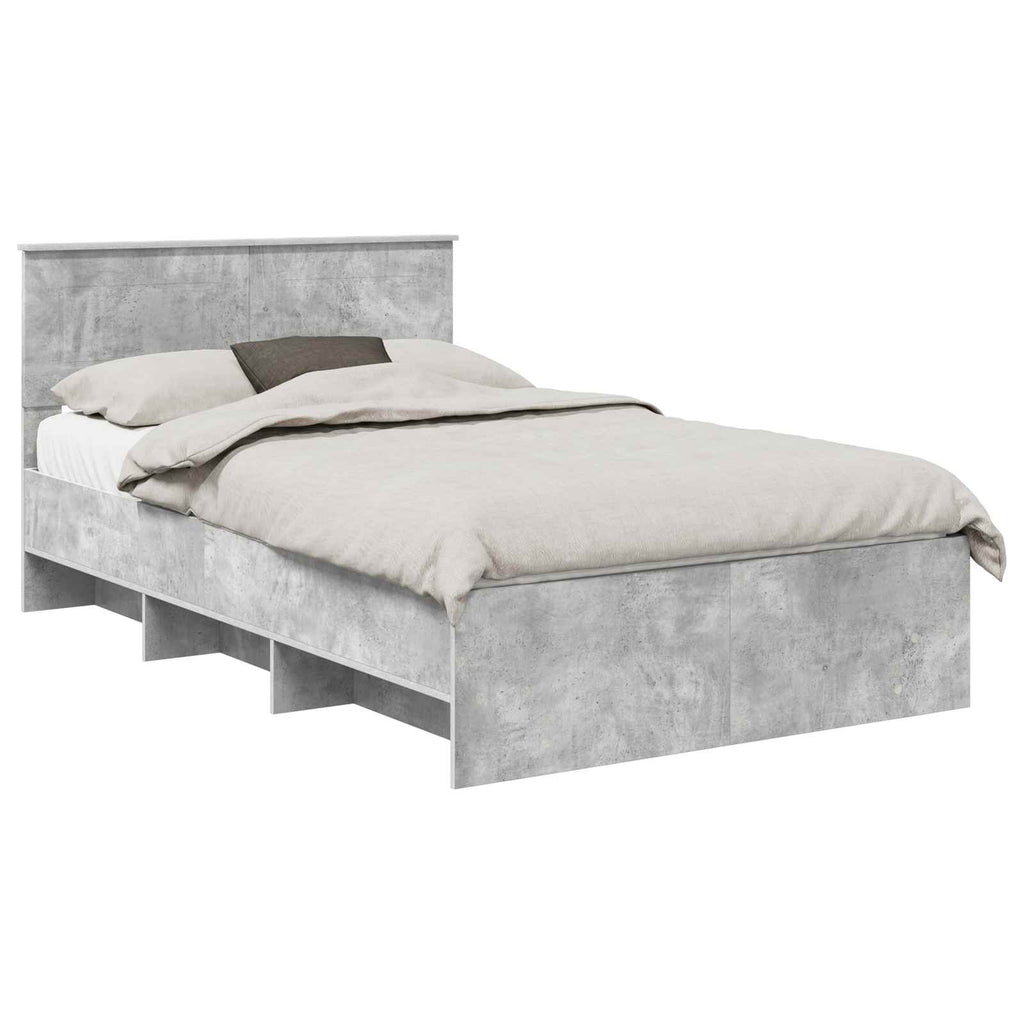 vidaXL Ramka łóżka Betonowy szary 120 x 123 cm Materiał drewnopochodny