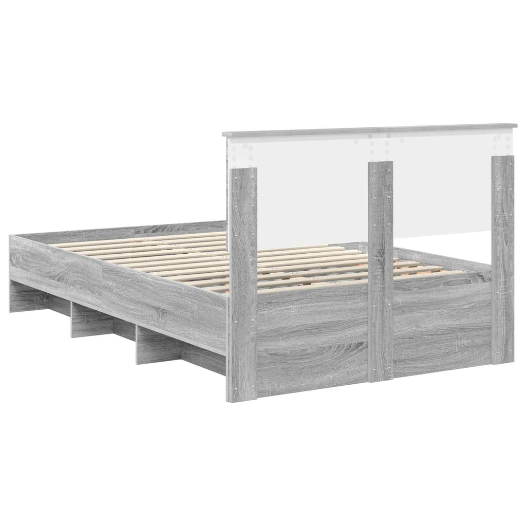 vidaXL Ramka łóżka Szary Sonoma 120 x 123 cm Materiał drewnopochodny