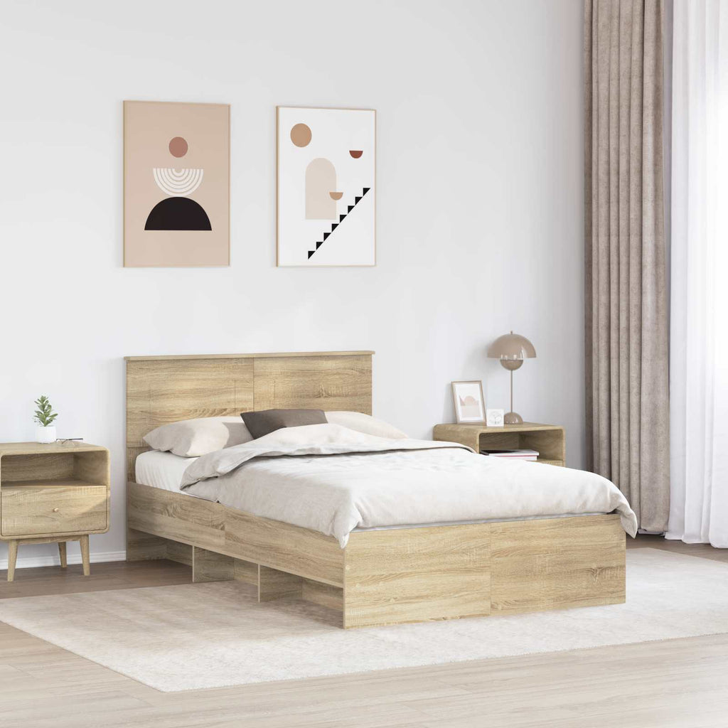 vidaXL Ramka łóżka Dąb Sonoma 120 x 123 cm Materiał drewnopochodny