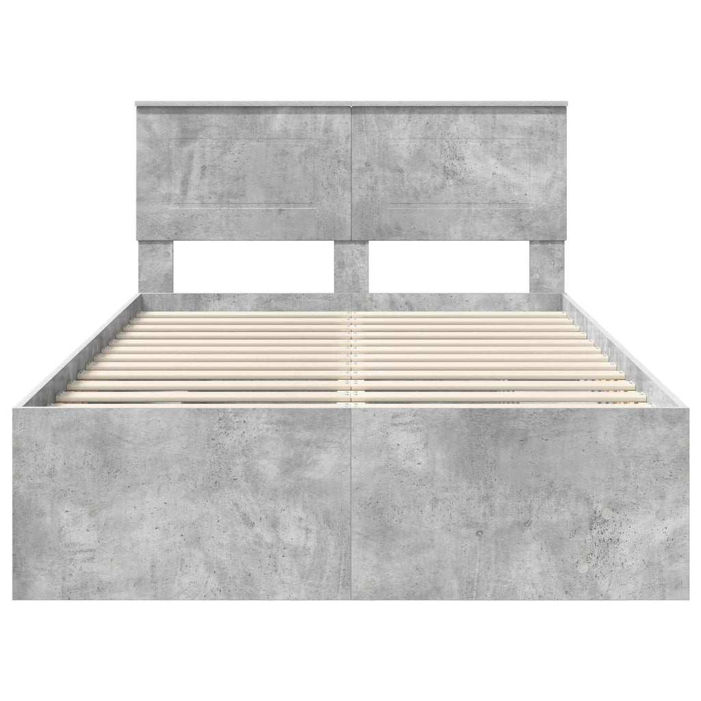 vidaXL Ramka łóżka Betonowy szary 120 x 123 cm Materiał drewnopochodny