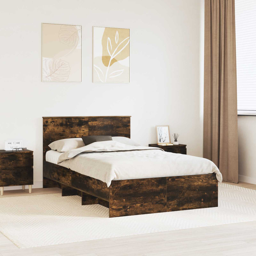 vidaXL Ramka łóżka Dąb wędzony 120 x 123 cm Materiał drewnopochodny