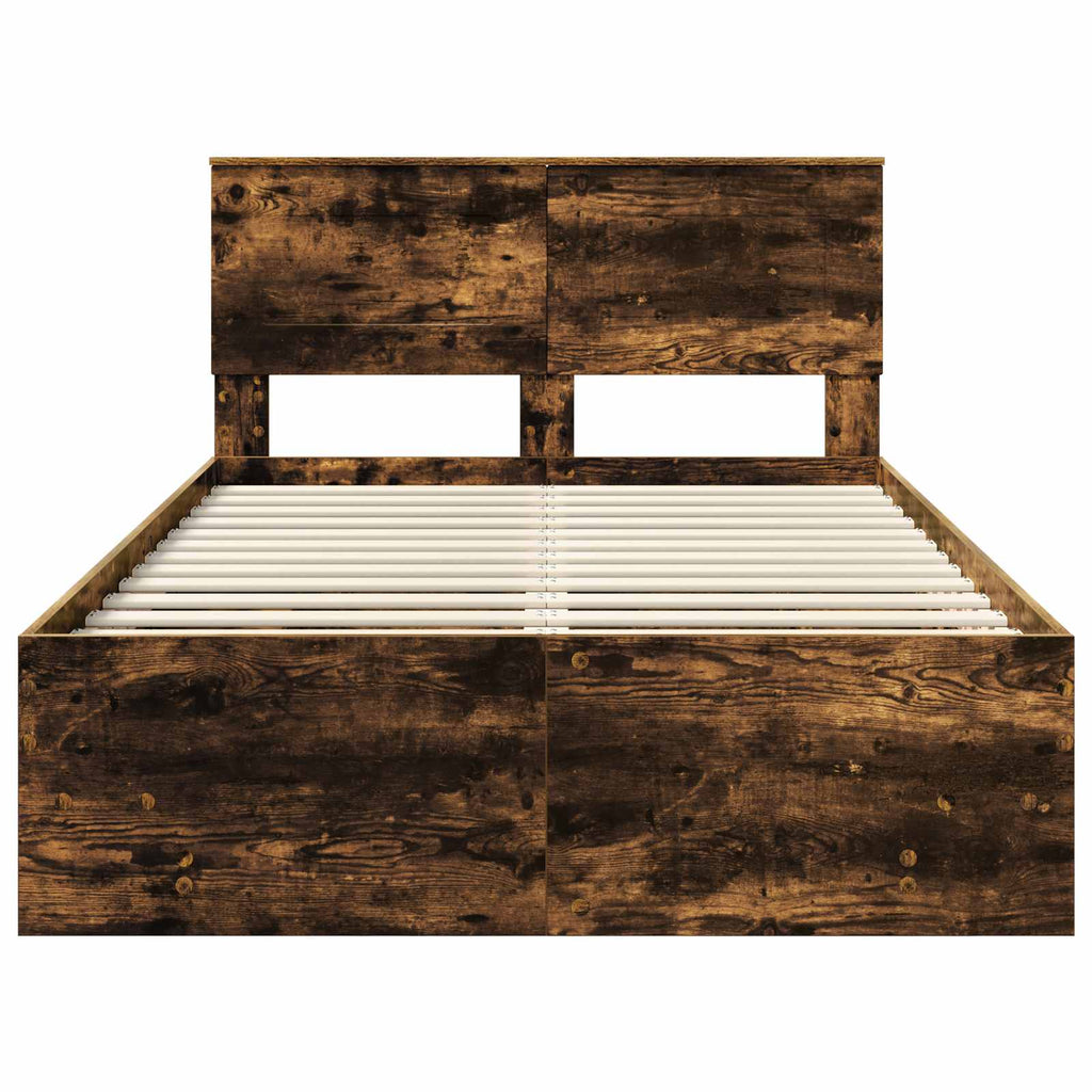 vidaXL Ramka łóżka Dąb wędzony 120 x 123 cm Materiał drewnopochodny