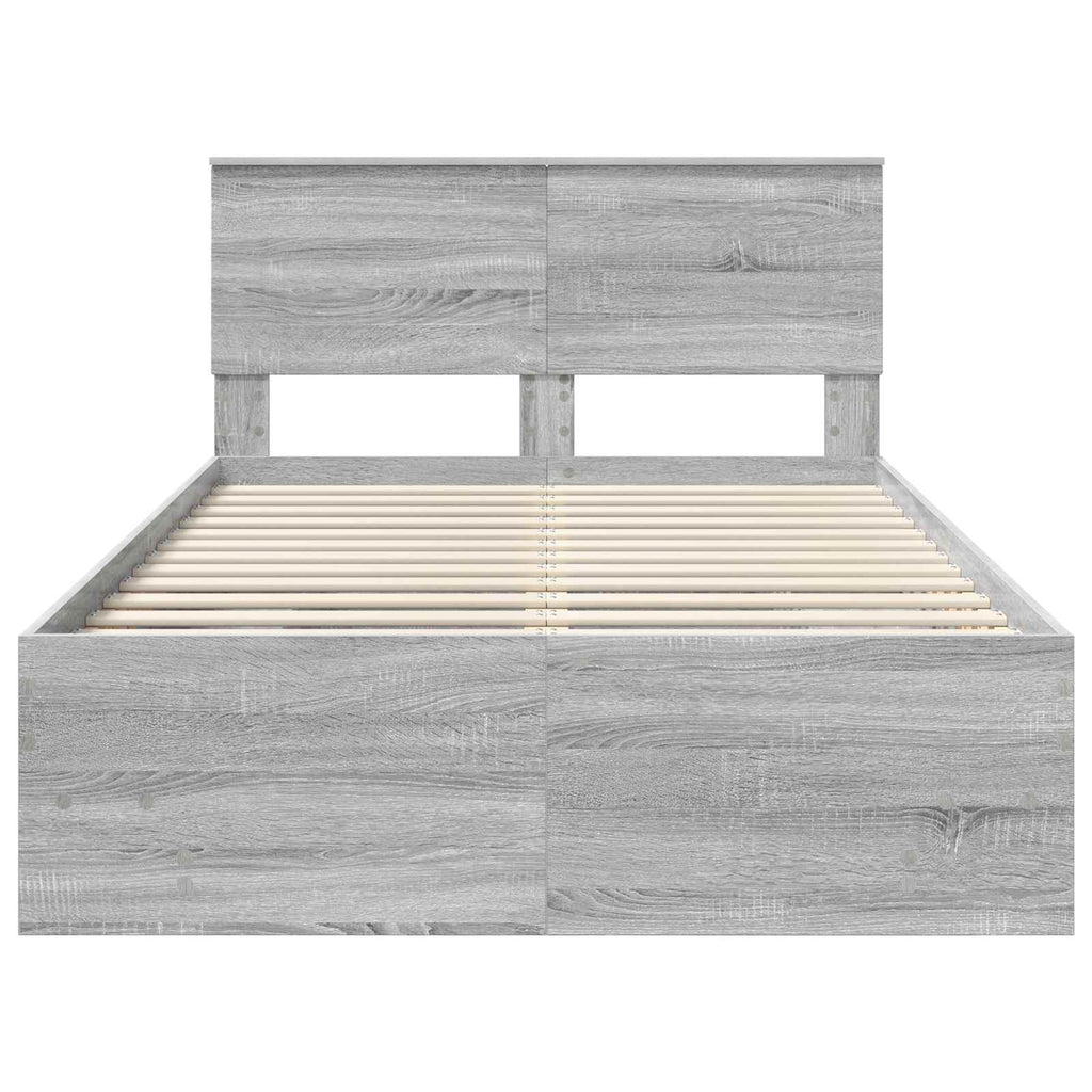 vidaXL Ramka łóżka Szary Sonoma 120 x 123 cm Materiał drewnopochodny