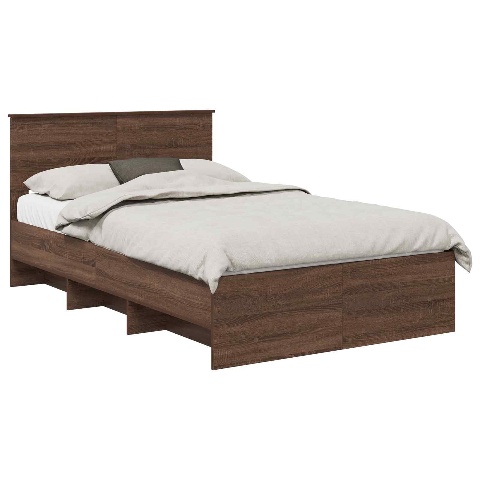 vidaXL Ramka łóżka Brązowy dąb 120 x 123 cm Materiał drewnopochodny