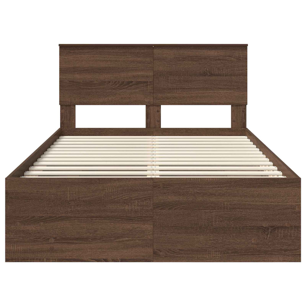 vidaXL Ramka łóżka Brązowy dąb 120 x 123 cm Materiał drewnopochodny
