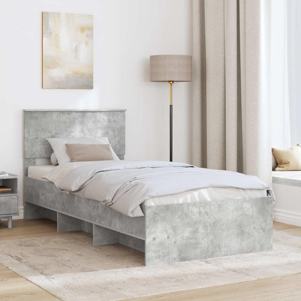 vidaXL Ramka łóżka Betonowy szary 120 x 123 cm Materiał drewnopochodny