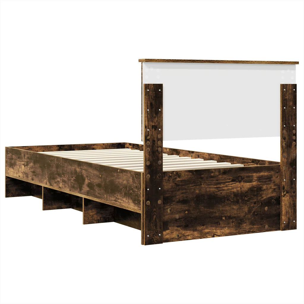 vidaXL Ramka łóżka Dąb wędzony 120 x 123 cm Materiał drewnopochodny