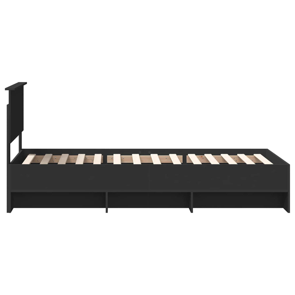 vidaXL Ramka łóżka Czarny 90 x 200 cm Materiał drewnopochodny