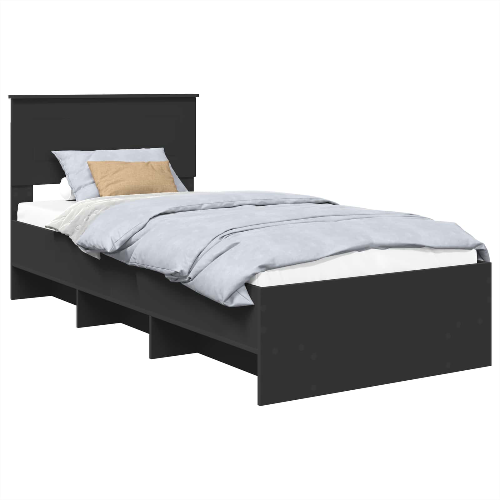 vidaXL Ramka łóżka Czarny 90 x 200 cm Materiał drewnopochodny