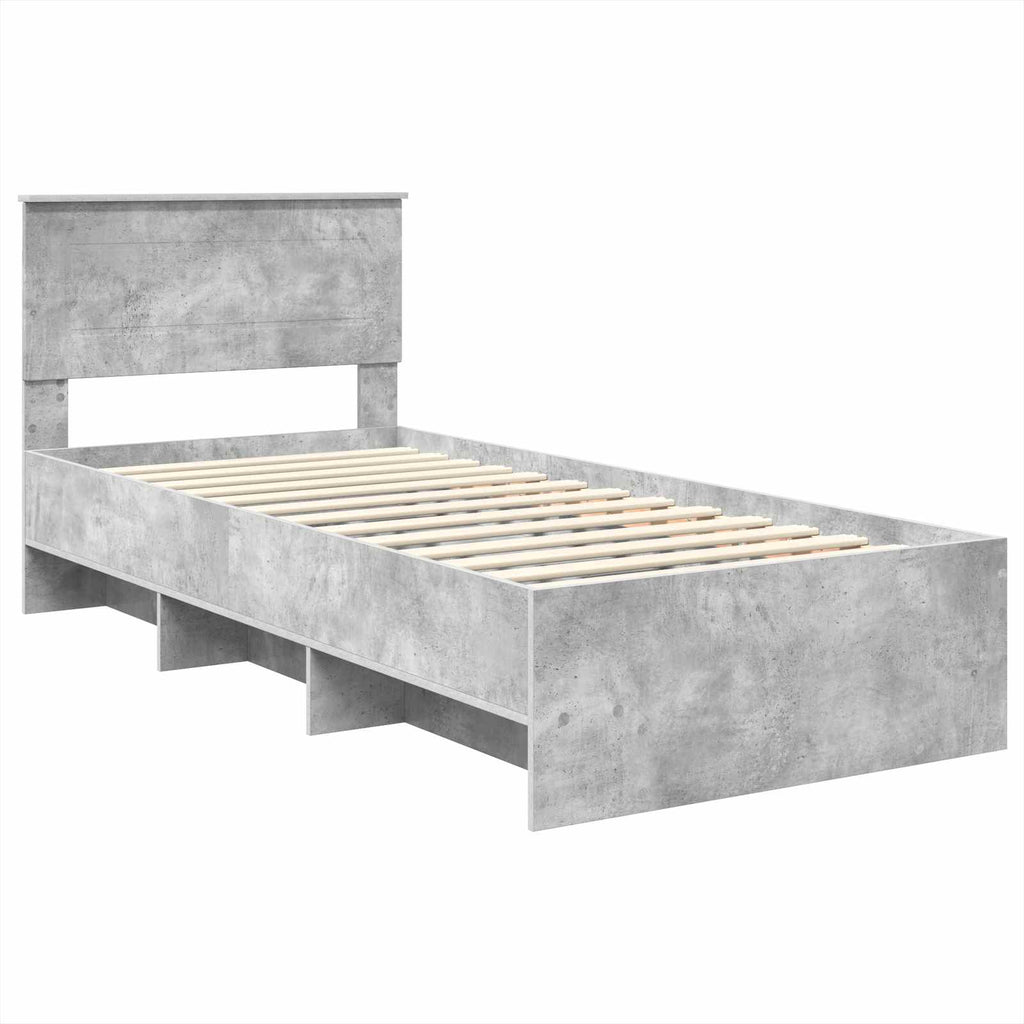 vidaXL Ramka łóżka Betonowy szary 90 x 200 cm Materiał drewnopochodny