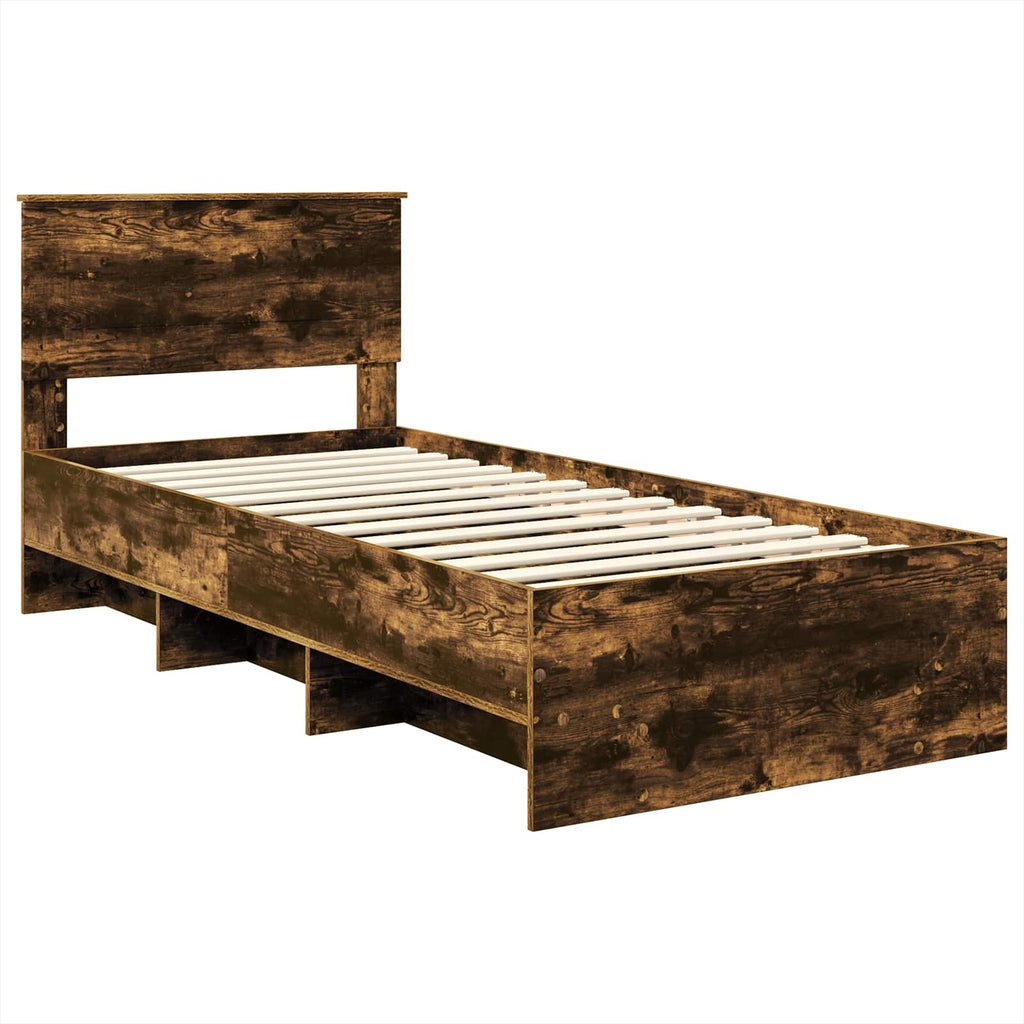 vidaXL Ramka łóżka Dąb wędzony 90 x 200 cm Materiał drewnopochodny