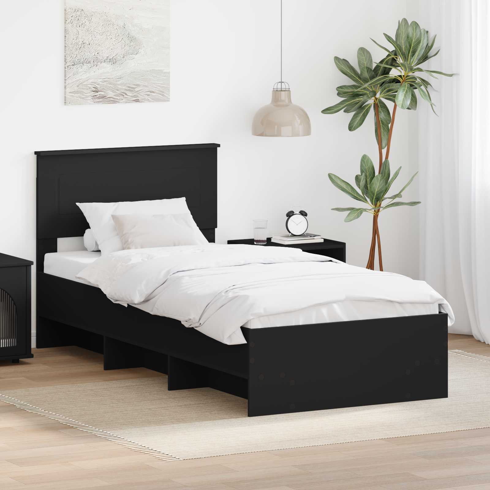 vidaXL Ramka łóżka Czarny 80 x 200 cm Materiał drewnopochodny