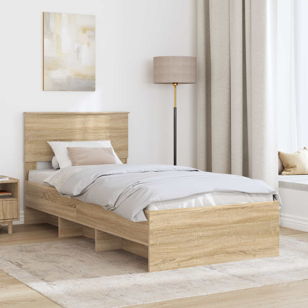 vidaXL Ramka łóżka Dąb Sonoma 80 x 200 cm Materiał drewnopochodny