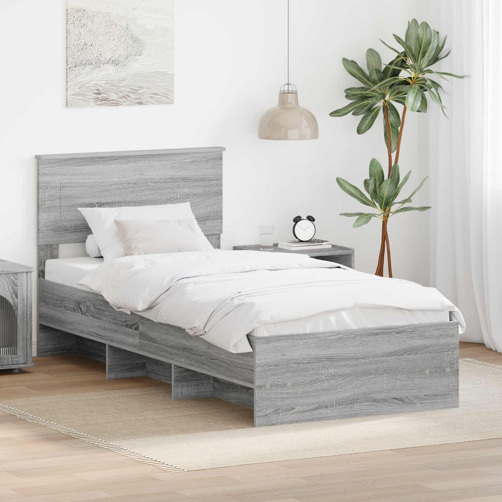 vidaXL Ramka łóżka Szary Sonoma 80 x 200 cm Materiał drewnopochodny