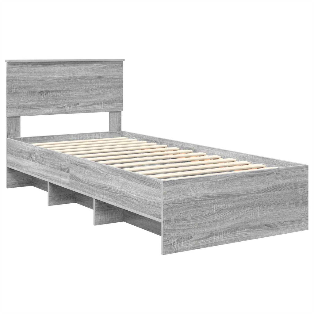 vidaXL Ramka łóżka Szary Sonoma 80 x 200 cm Materiał drewnopochodny