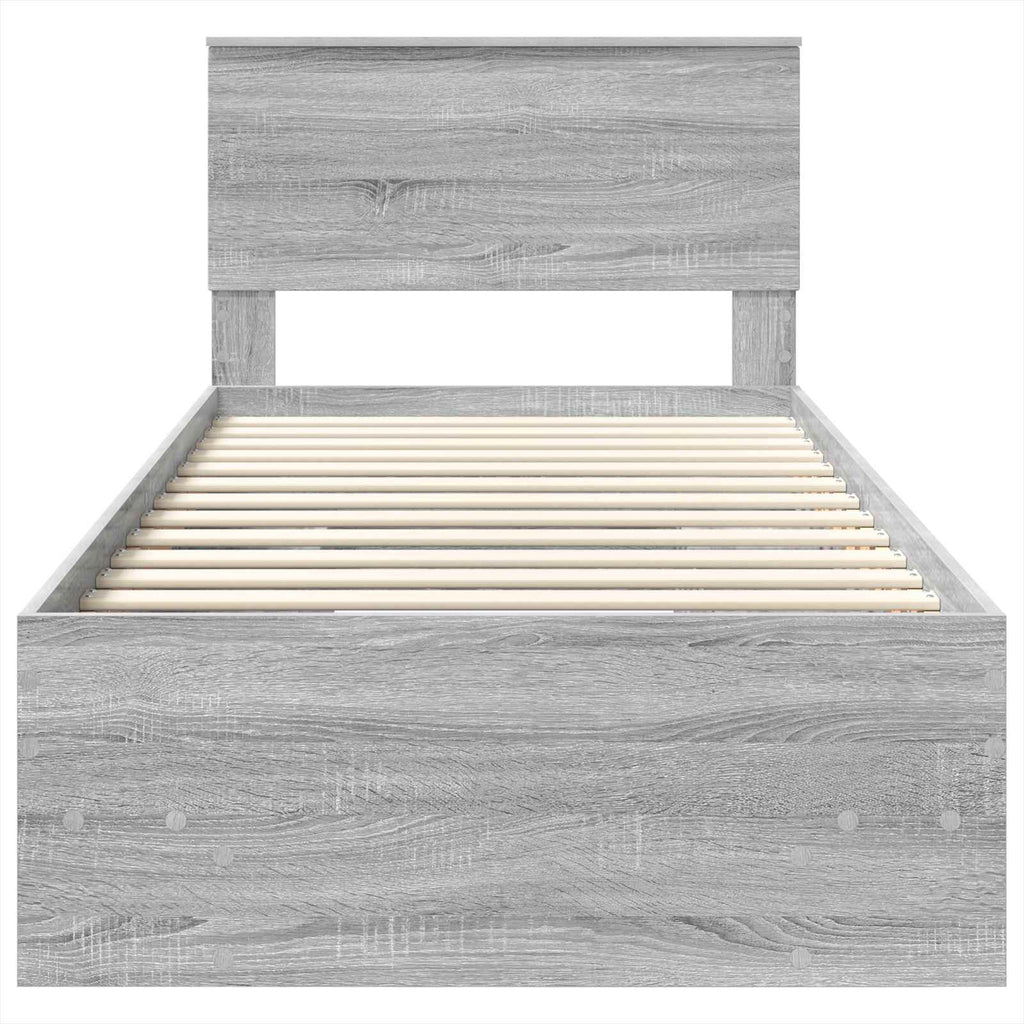 vidaXL Ramka łóżka Szary Sonoma 80 x 200 cm Materiał drewnopochodny