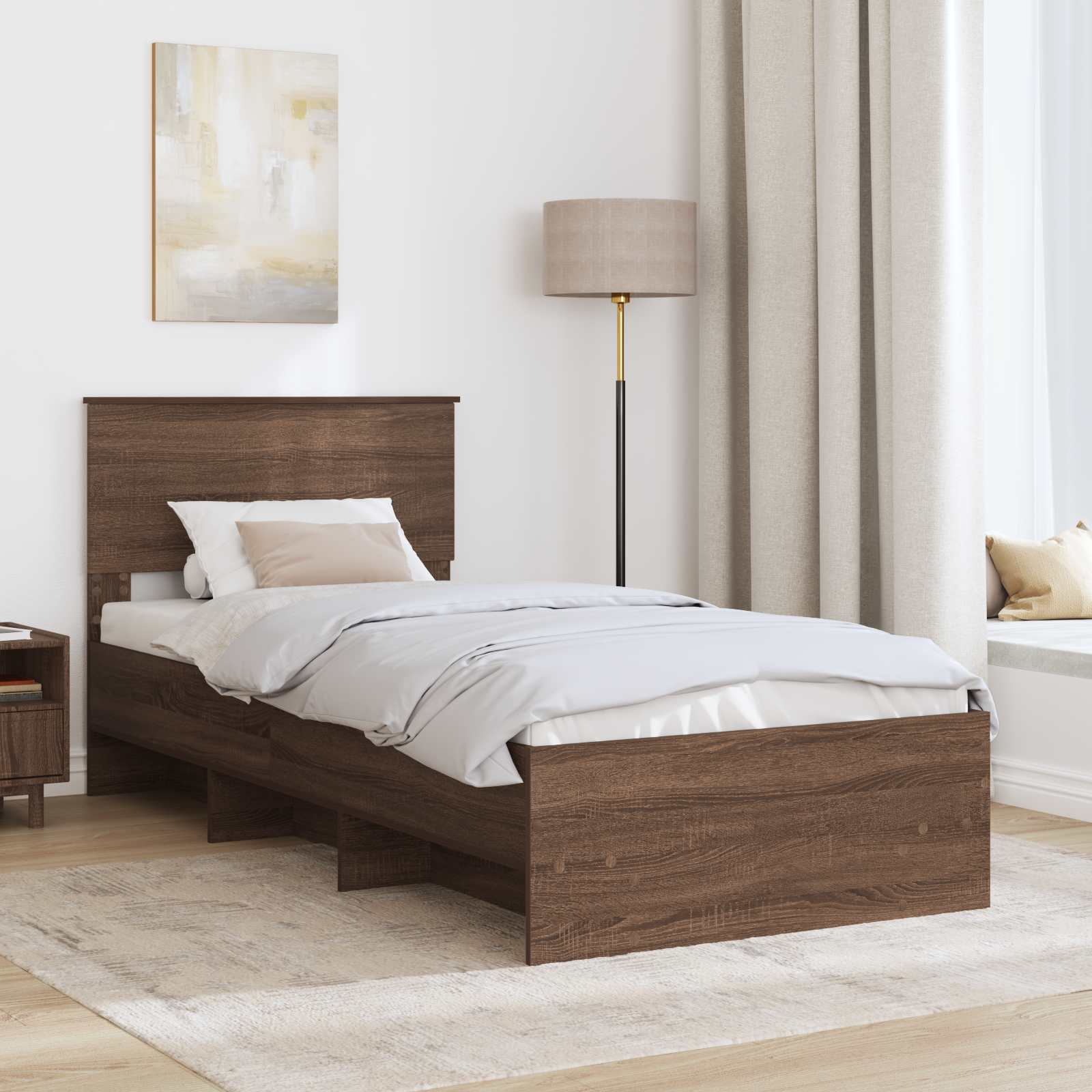 vidaXL Ramka łóżka Brązowy dąb 80 x 200 cm Materiał drewnopochodny