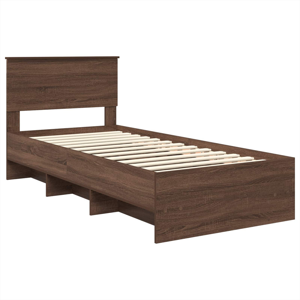vidaXL Ramka łóżka Brązowy dąb 80 x 200 cm Materiał drewnopochodny