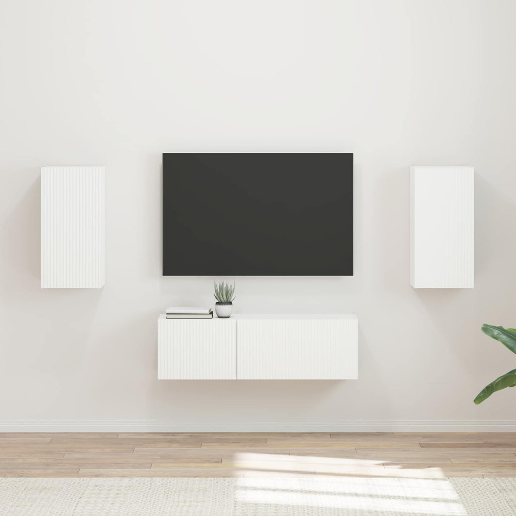 vidaXL Zestaw szafki pod telewizor na ścianę 4 pcs Biały