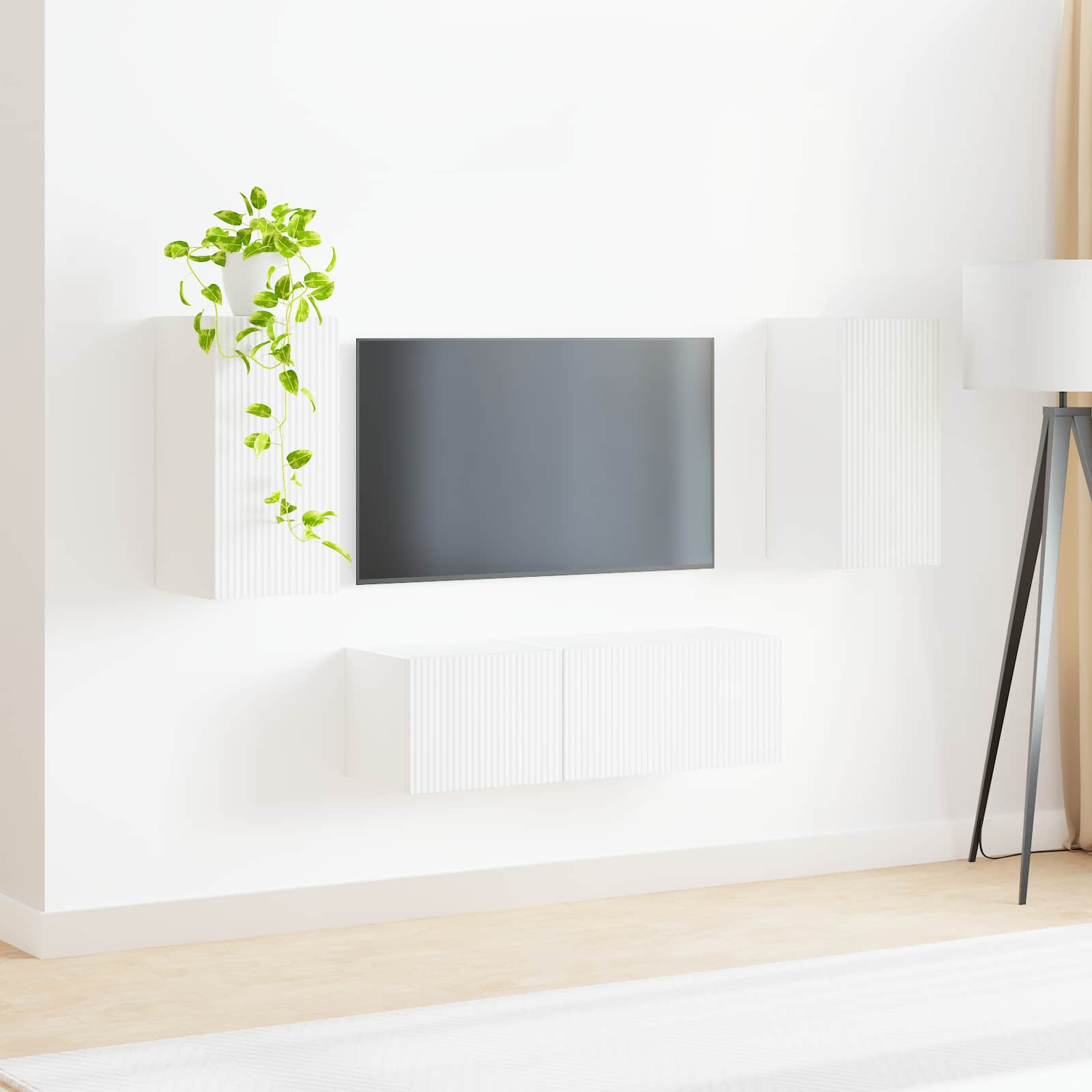 vidaXL Zestaw szafki pod telewizor na ścianę 4 pcs Biały