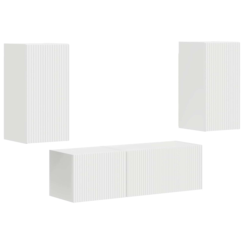 vidaXL Zestaw szafki pod telewizor na ścianę 4 pcs Biały