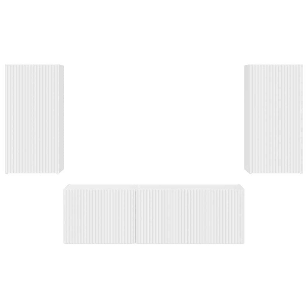 vidaXL Zestaw szafki pod telewizor na ścianę 4 pcs Biały