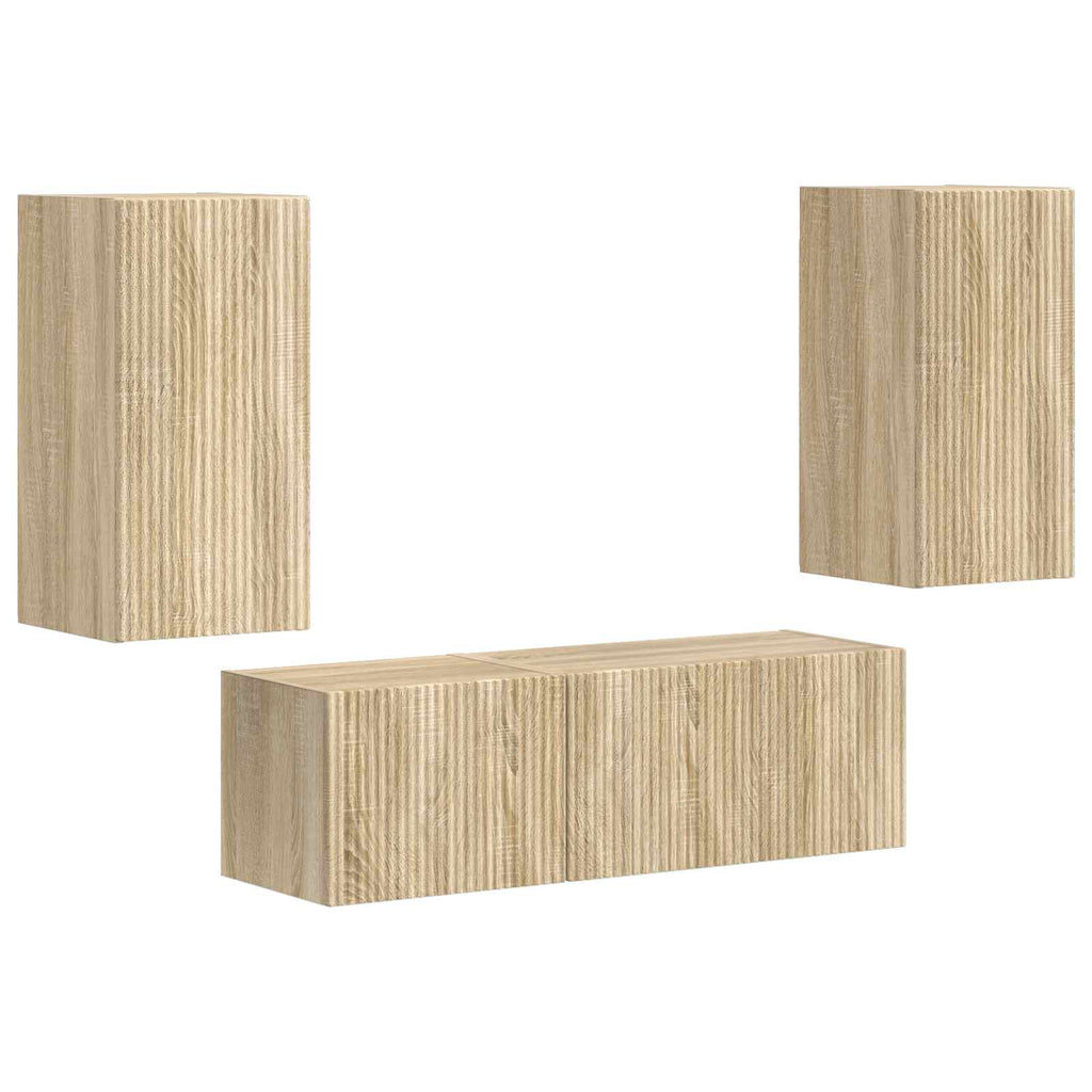 vidaXL Zestaw szafki pod telewizor na ścianę 4 pcs Dąb Sonoma