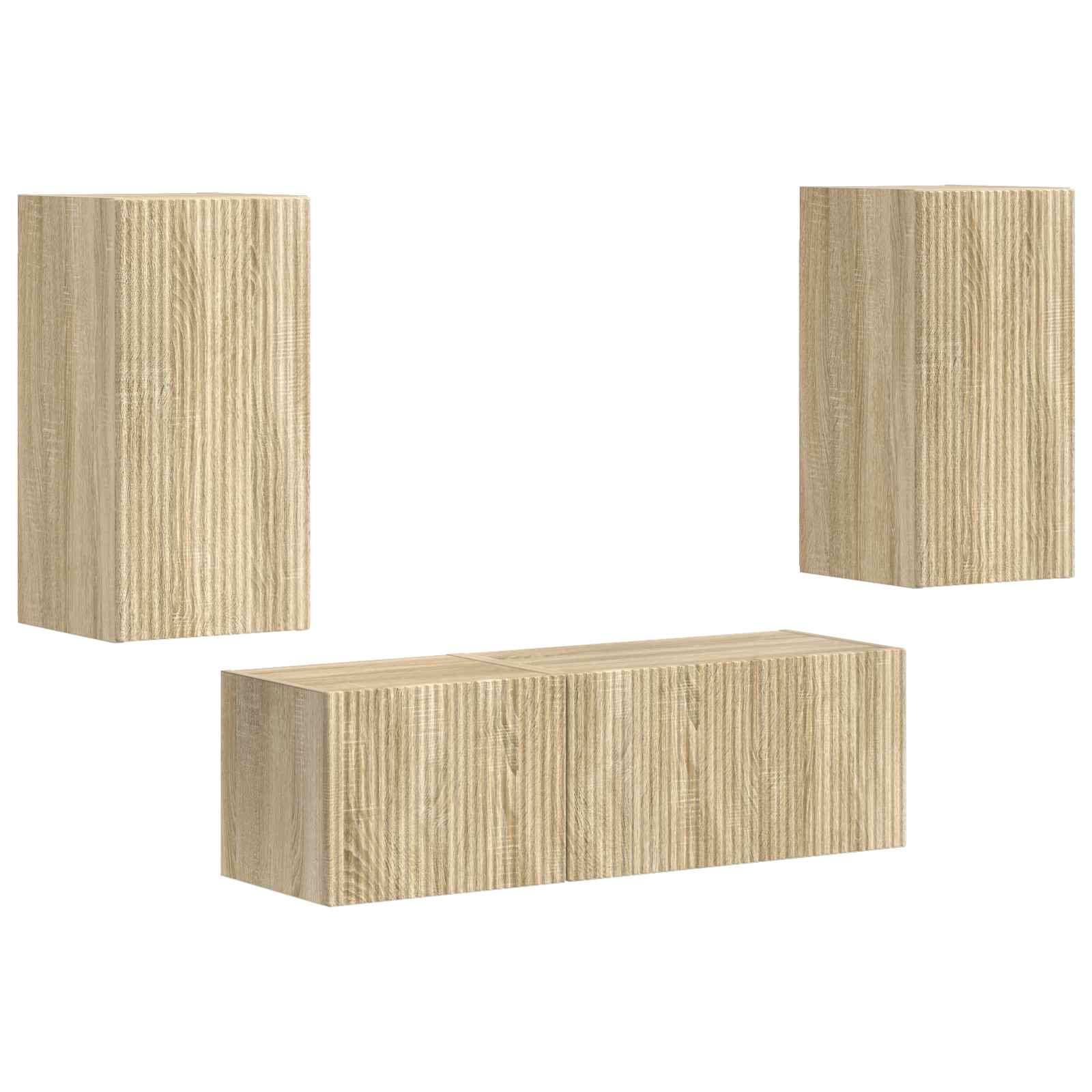 vidaXL Zestaw szafki pod telewizor na ścianę 4 pcs Dąb Sonoma