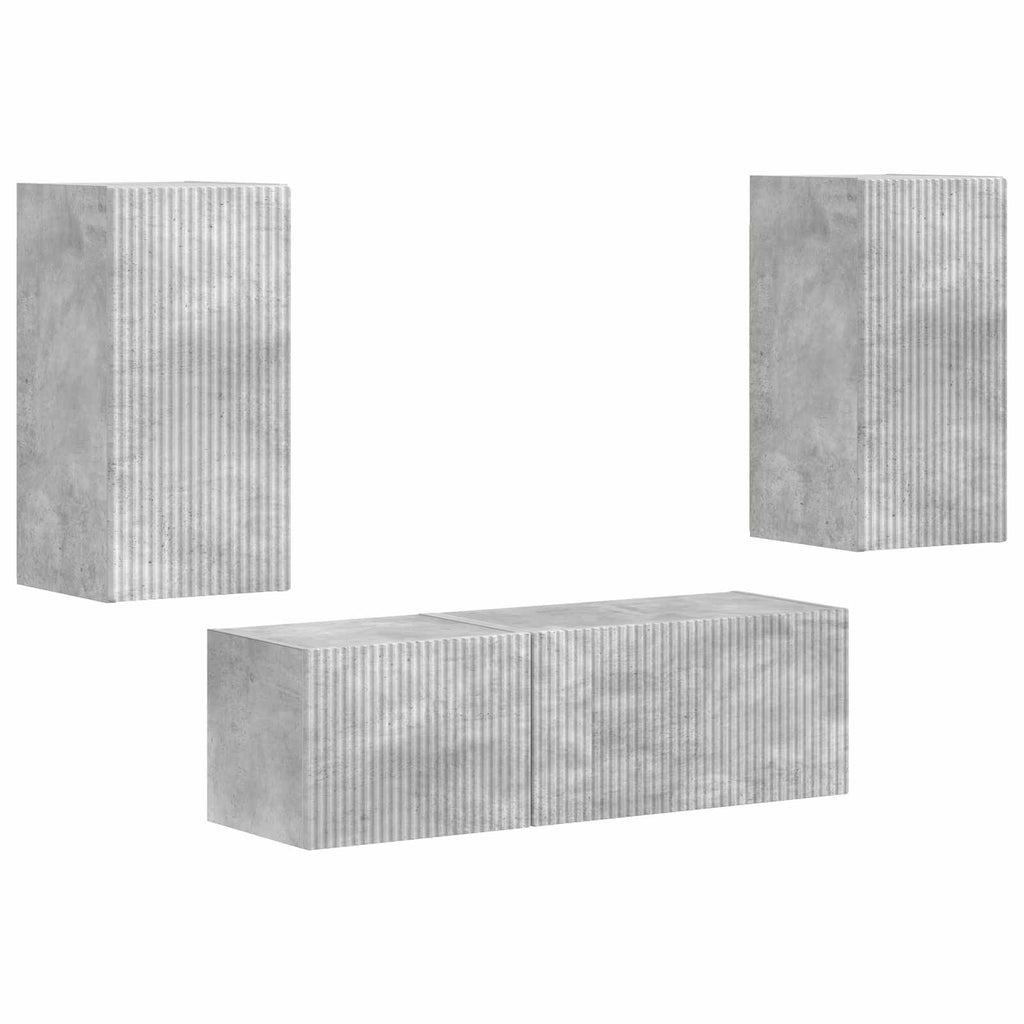 vidaXL Zestaw szafki pod telewizor na ścianę 4 pcs Betonowy szary