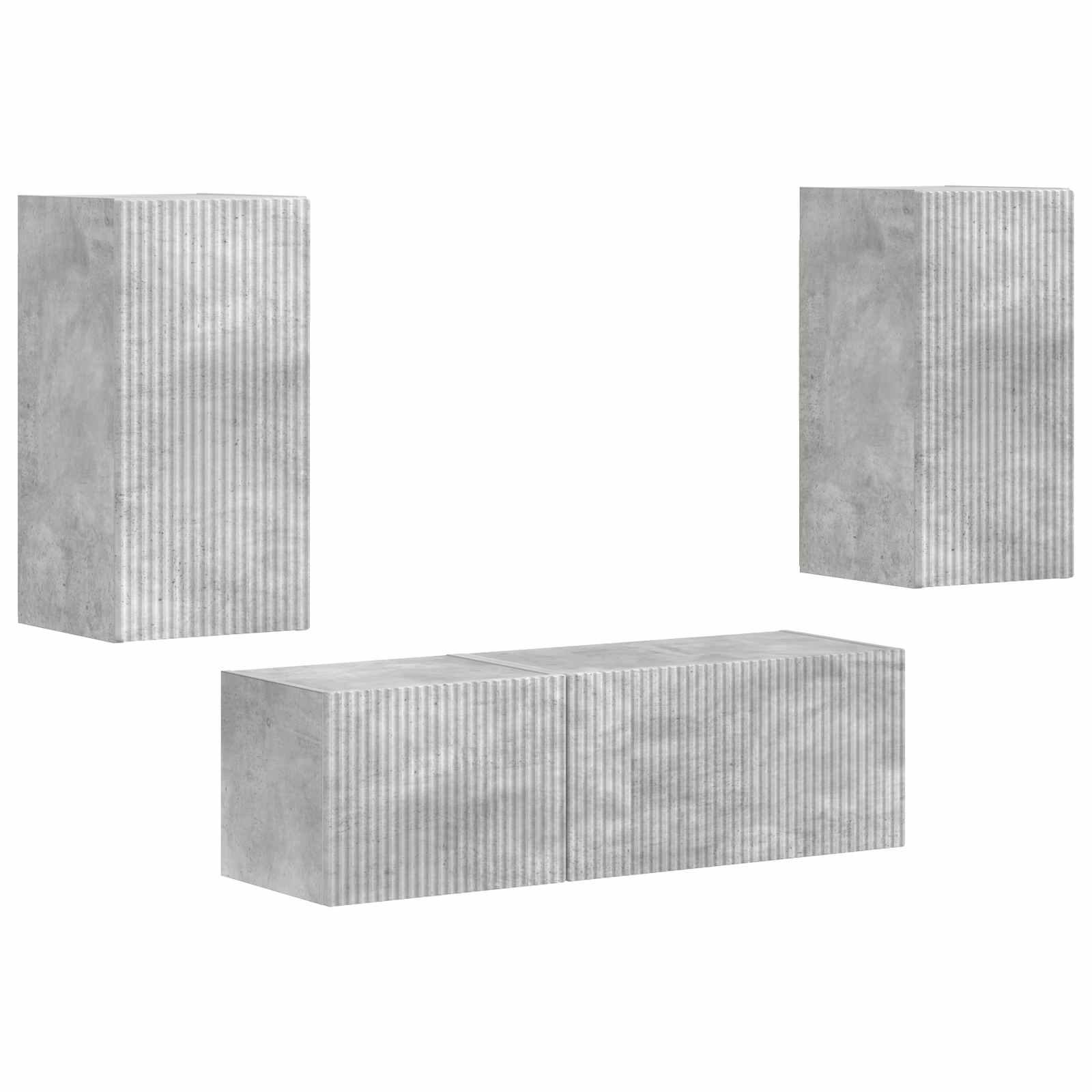 vidaXL Zestaw szafki pod telewizor na ścianę 4 pcs Betonowy szary