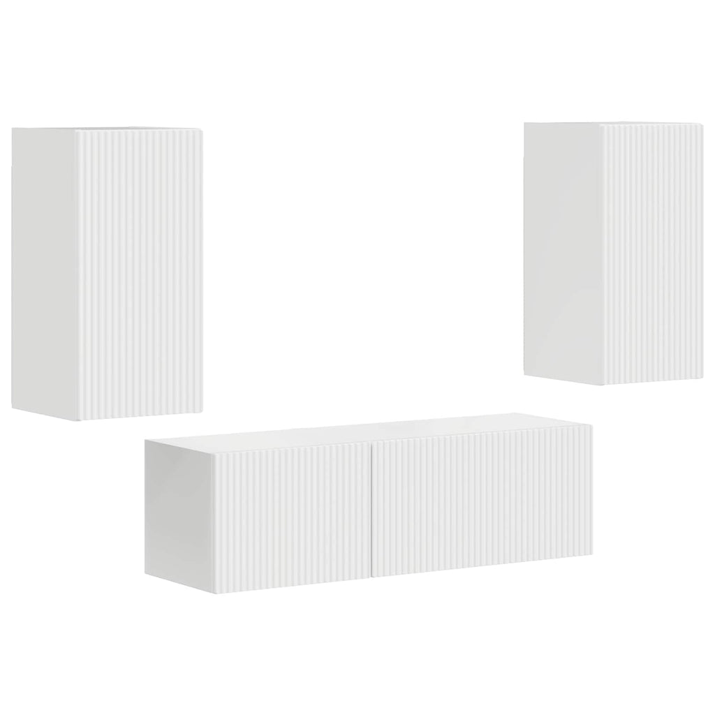 vidaXL Zestaw szafki pod telewizor na ścianę 4 pcs Wysoki połysk biały