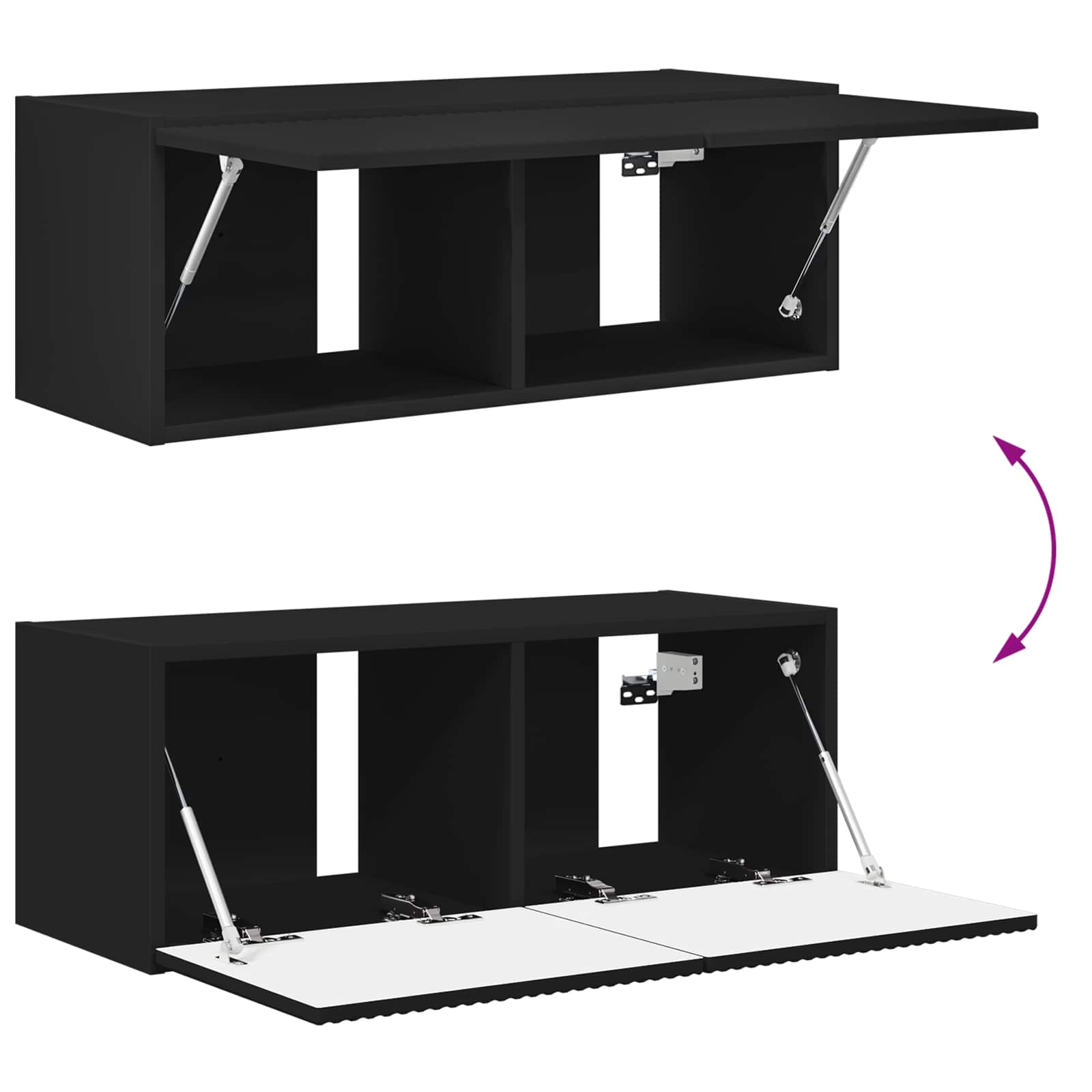 vidaXL Zestaw szafki pod telewizor na ścianę 4 pcs Czarny