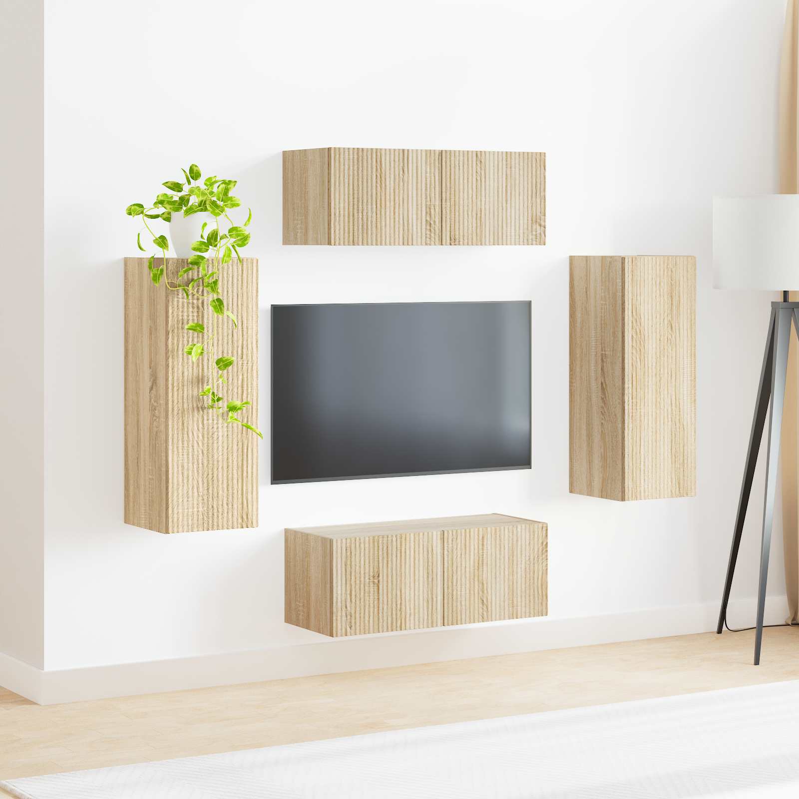 vidaXL Zestaw szafki pod telewizor na ścianę 4 pcs Dąb Sonoma