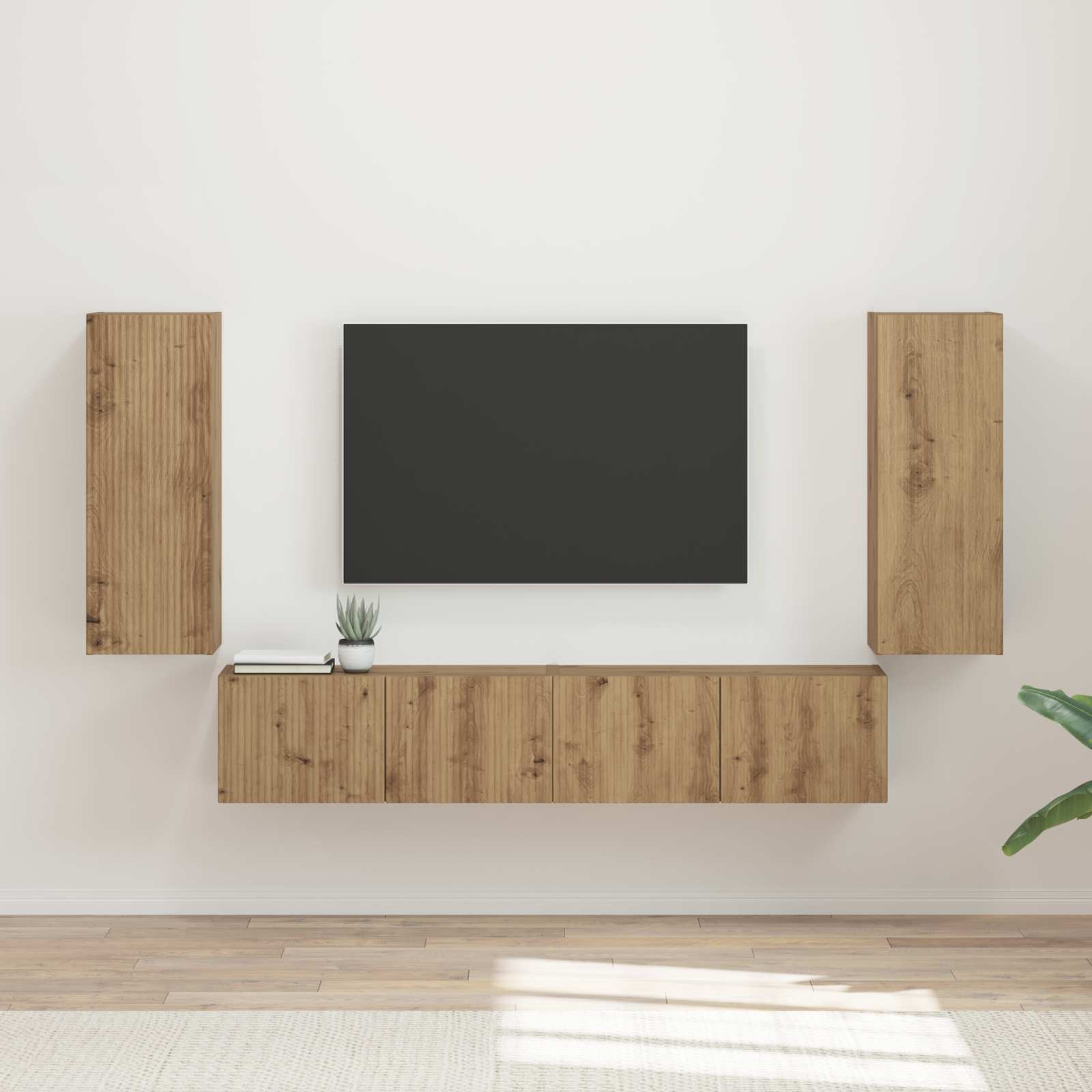 vidaXL Zestaw szafki pod telewizor na ścianę 4 pcs Dąb rzemieślniczy