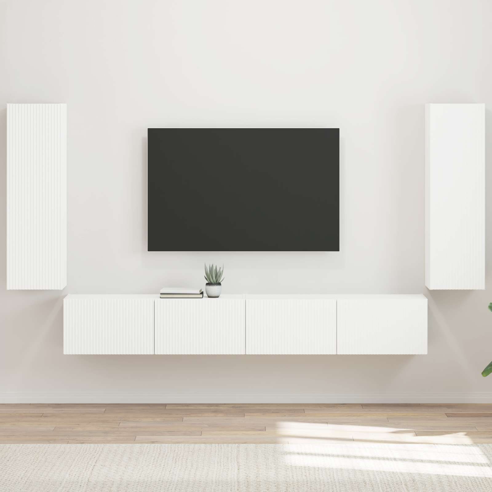 vidaXL Zestaw szafki pod telewizor na ścianę 4 szt. Biały