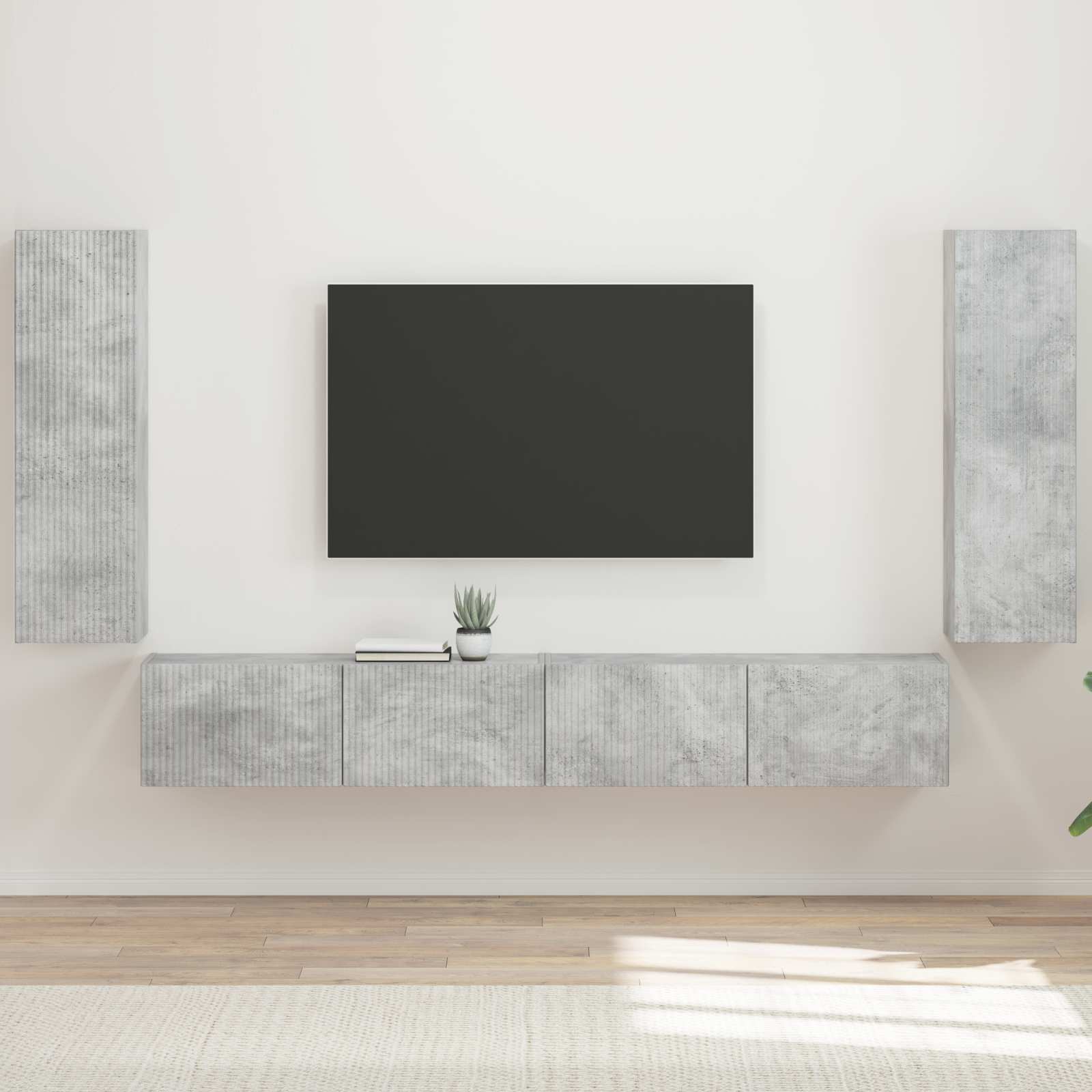 vidaXL Zestaw szafki pod telewizor na ścianę 4 pcs Betonowy szary