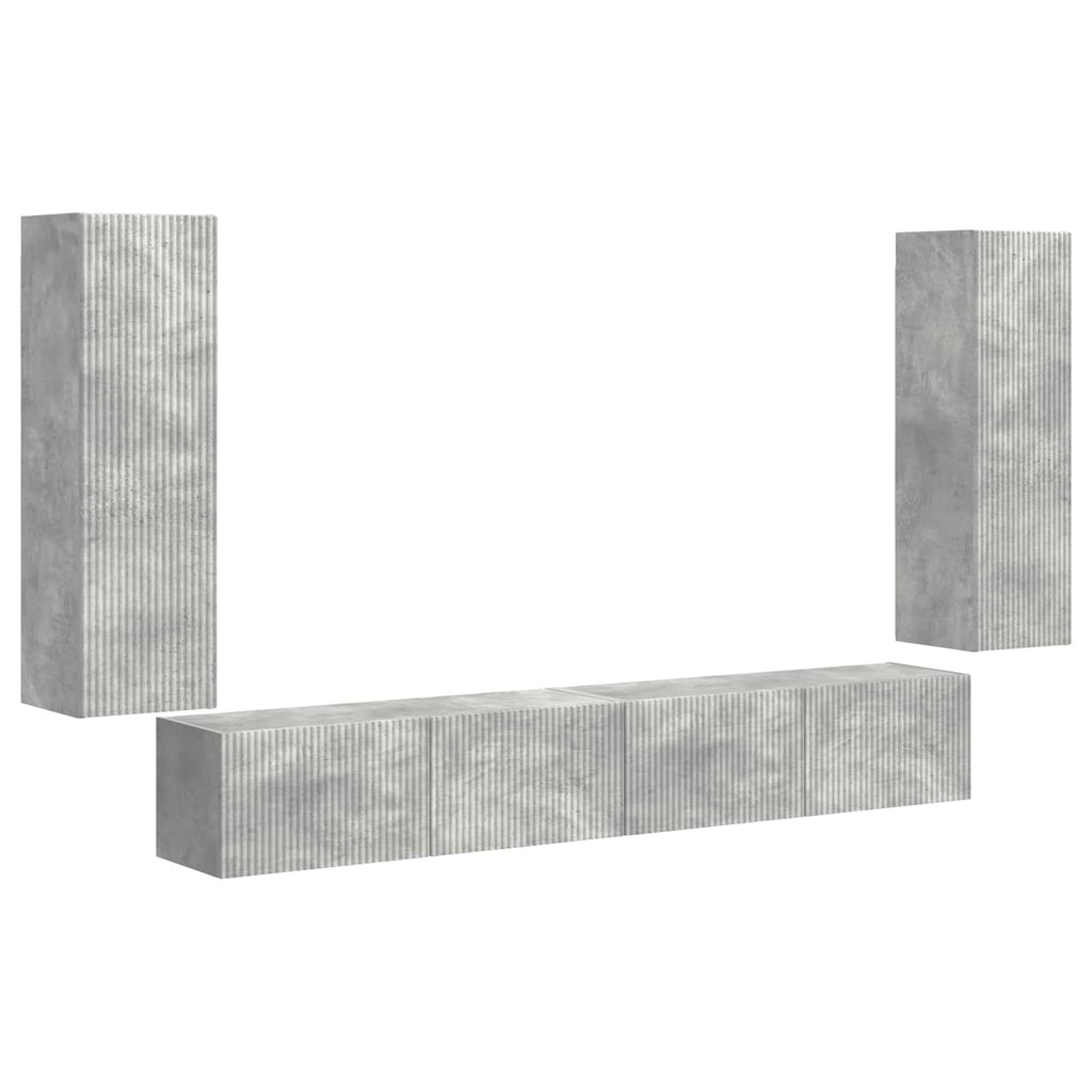 vidaXL Zestaw szafki pod telewizor na ścianę 4 pcs Betonowy szary