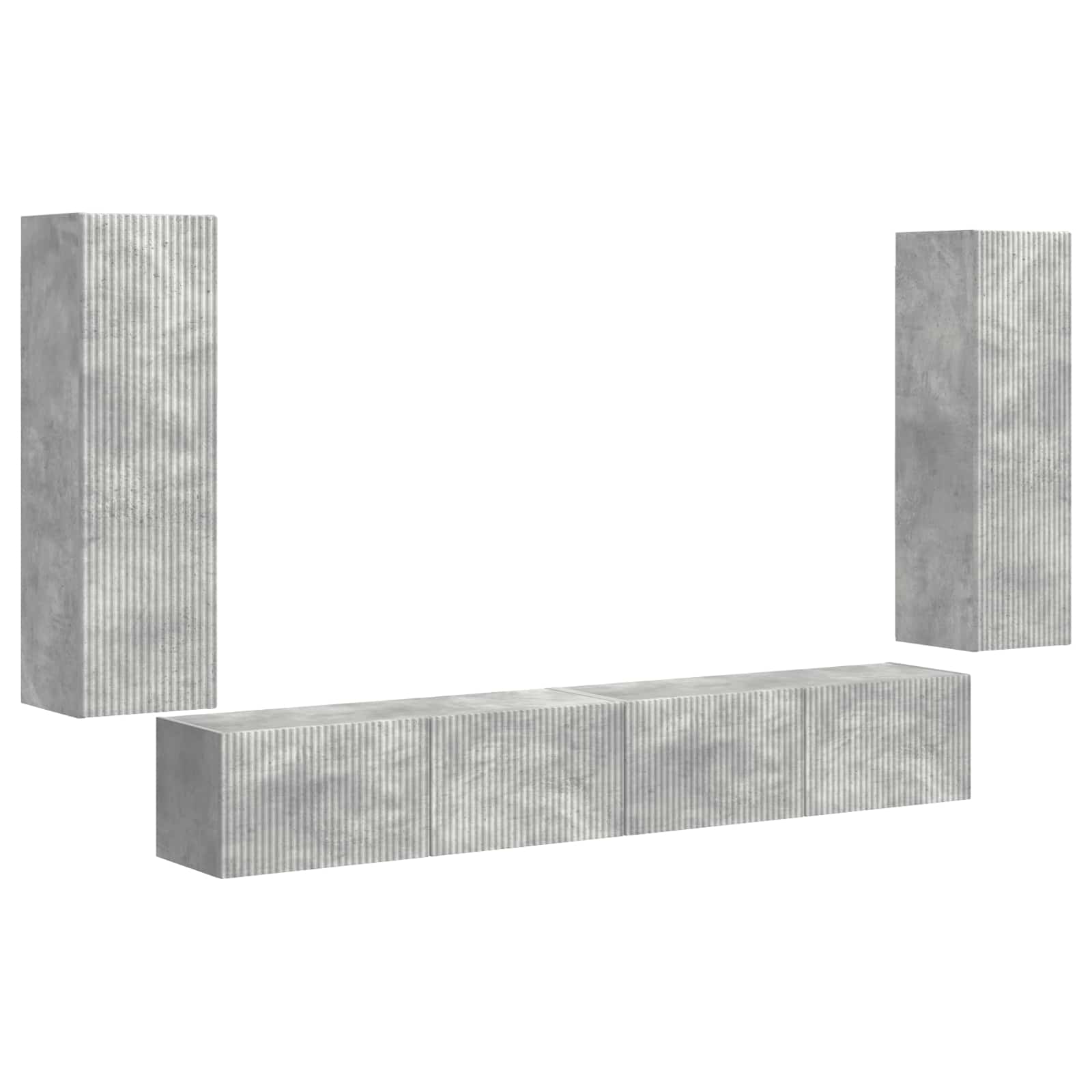 vidaXL Zestaw szafki pod telewizor na ścianę 4 pcs Betonowy szary