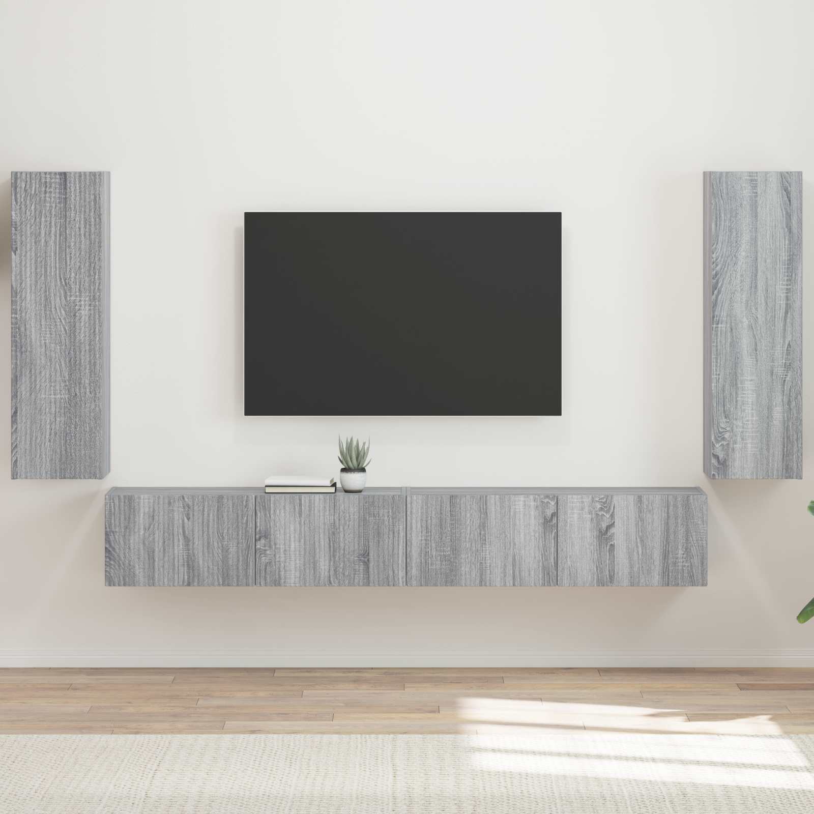 vidaXL Zestaw szafki pod telewizor na ścianę 4 pcs Szary Sonoma