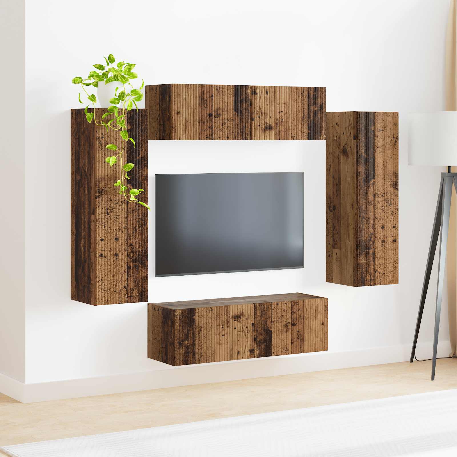 vidaXL Zestaw szafki pod telewizor na ścianę 4 pcs 29,5 x 31 x 100 cm
