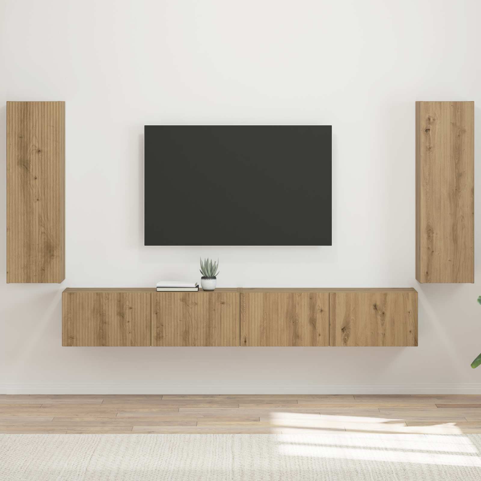 vidaXL Zestaw szafki pod telewizor na ścianę 4 szt. Dąb rzemieślniczy