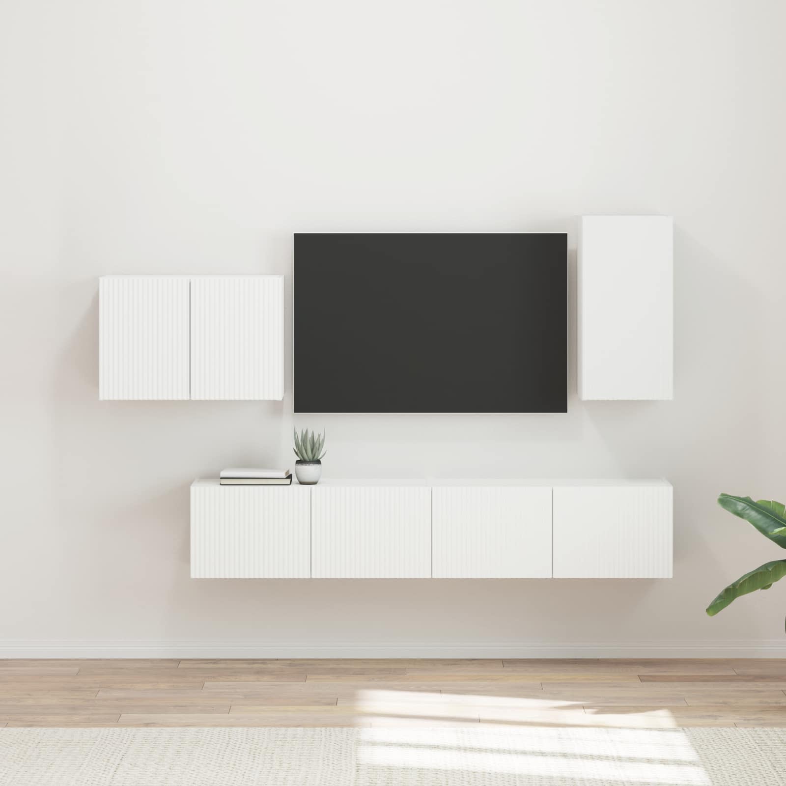 vidaXL Zestaw szafki pod telewizor na ścianę 4 pcs Biały