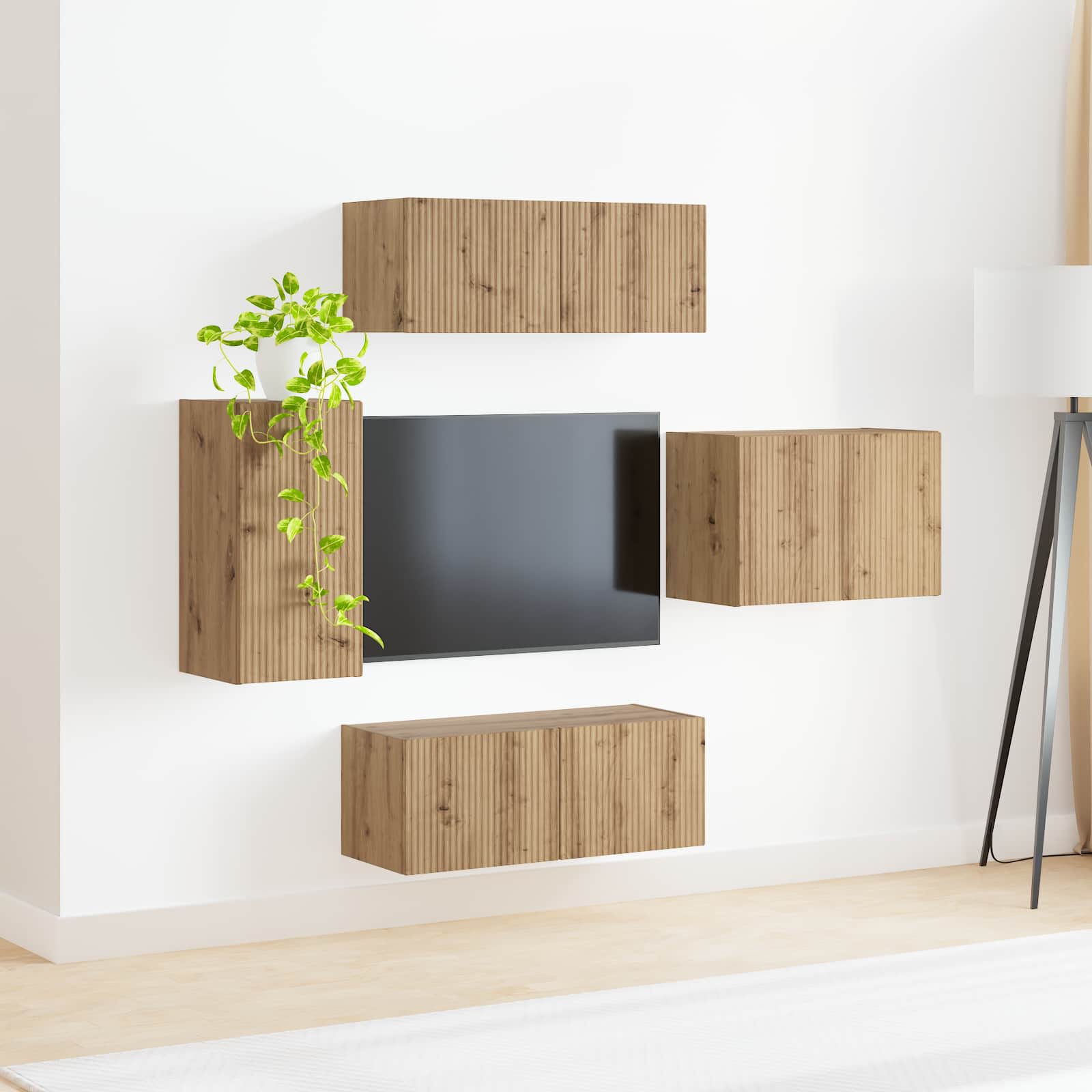vidaXL Zestaw szafki pod telewizor na ścianę 4 pcs Dąb rzemieślniczy