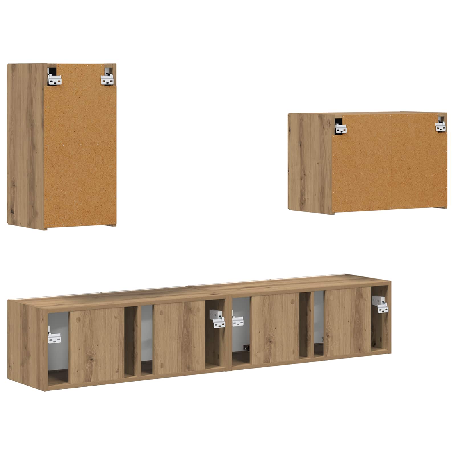 vidaXL Zestaw szafki pod telewizor na ścianę 4 pcs Dąb rzemieślniczy