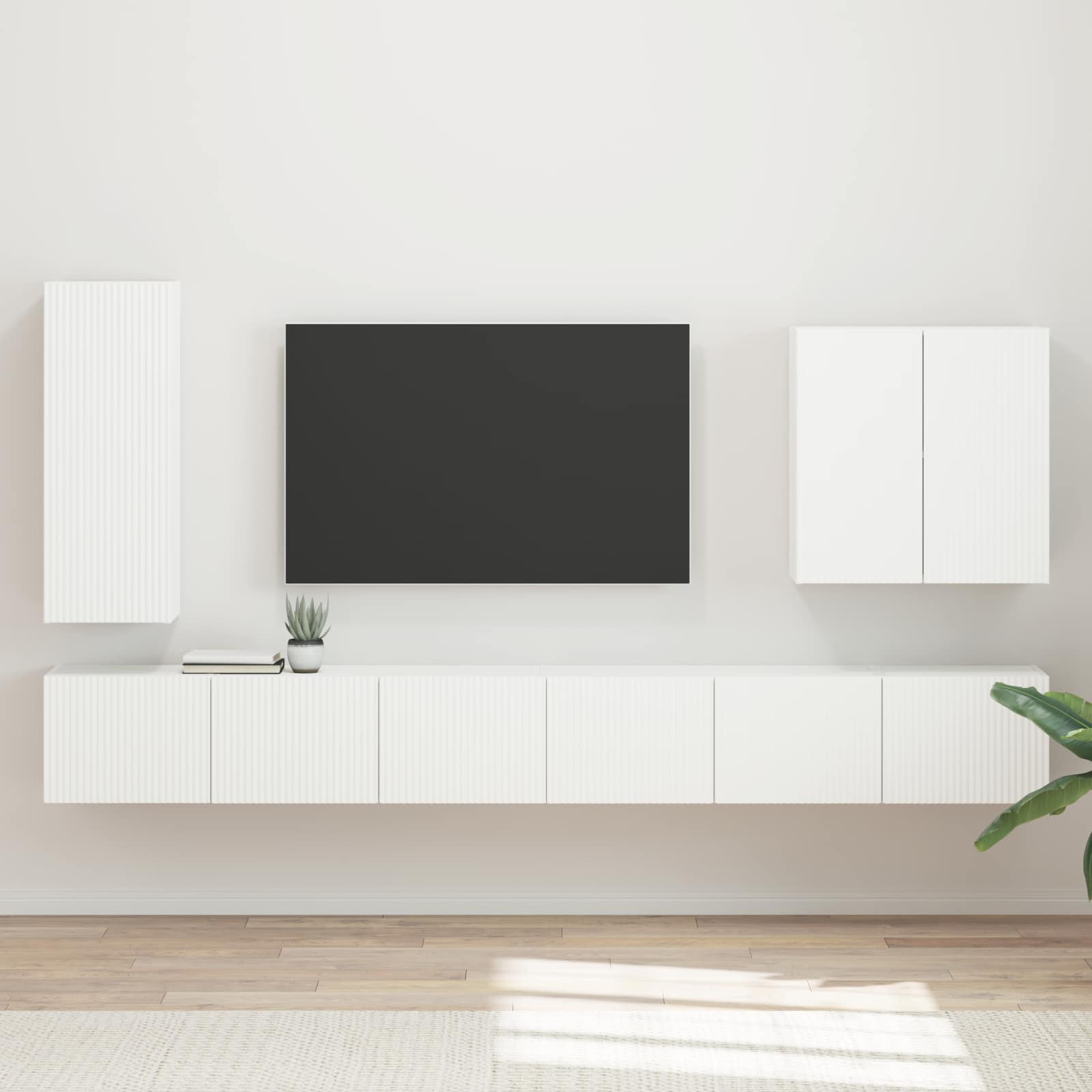 vidaXL Zestaw szafki pod telewizor na ścianę 6 pcs Biały