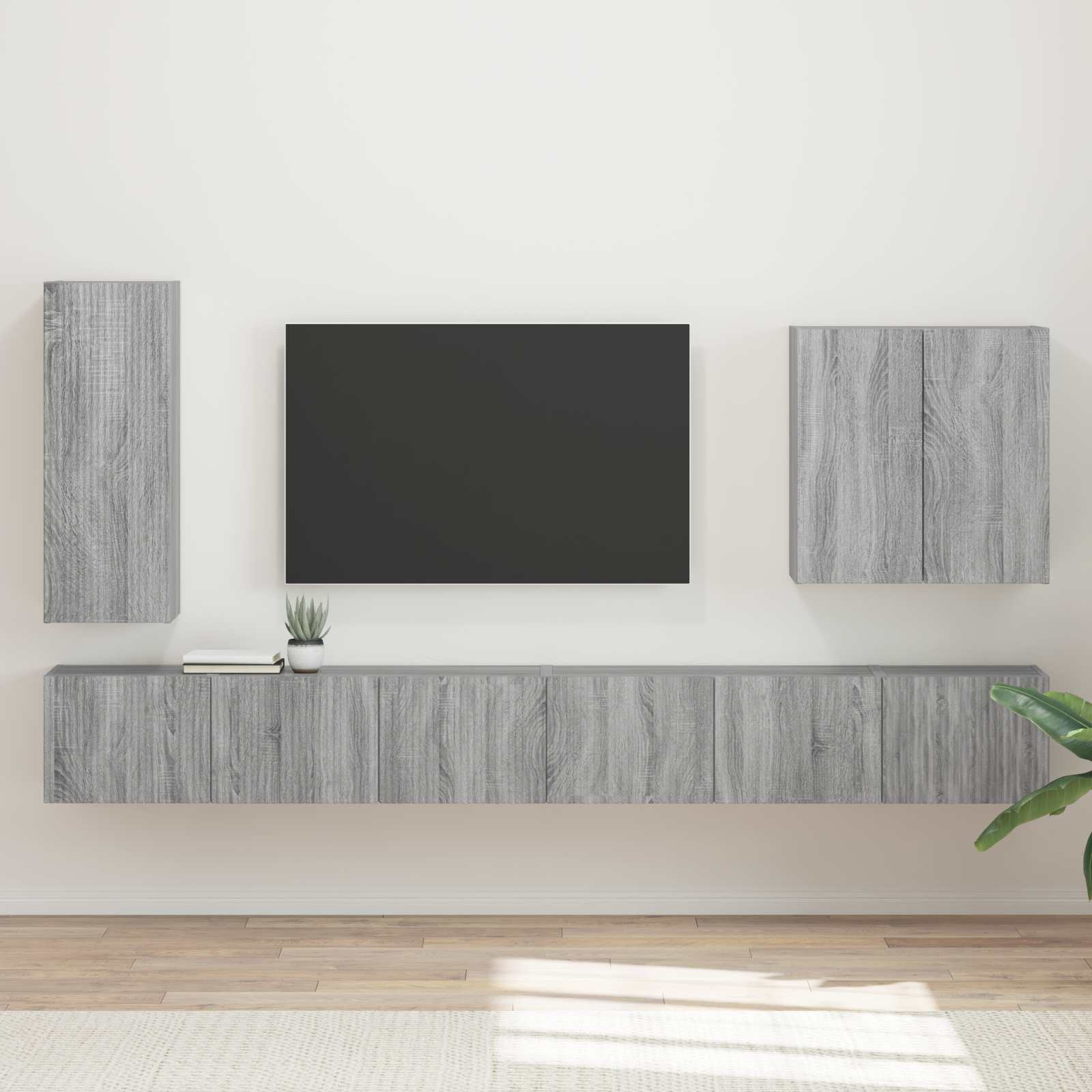 vidaXL Zestaw szafki pod telewizor na ścianę 6 pcs Szary Sonoma